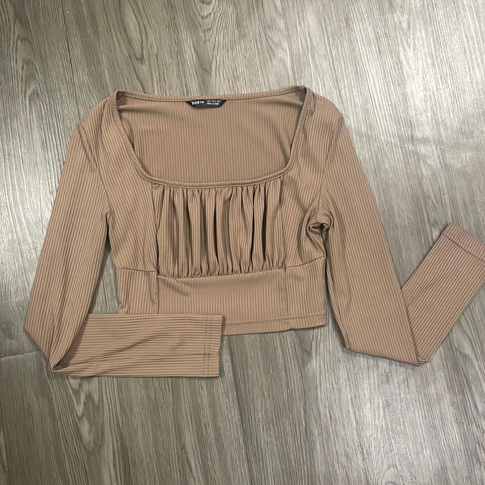 Olive Green Long Sleeve Crop Top
